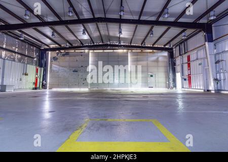 Airplane Hangar on a abandoned military airfield. Stock Photo