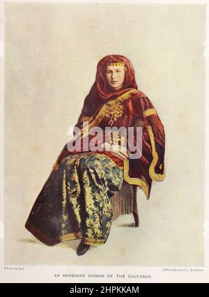 N ARMENIAN WOMAN OF THE CAUCASUS from the book ' The living races of mankind ' a popular illustrated account of the customs, habits, pursuits, feasts & ceremonies of the races of mankind throughout the world by Sir Harry Hamilton Johnston, and Henry Neville Hutchinson Volume 2 Published in London by Hutchinson & Co. in 1902 Stock Photo