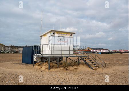 Great Yarmouth Life Guard Station on South beach. Stock Photo