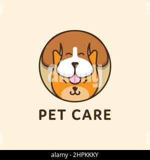 cat and dog pet circular combination logo Stock Vector