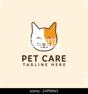 pet care logo cat head vector design Stock Vector