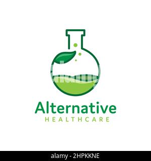 herbal leaf lab logo design Stock Vector