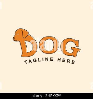 dog lettering logo flat style vector design Stock Vector