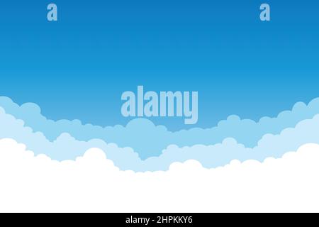 vector landscape white clouds on blue sky flat style design for background Stock Vector