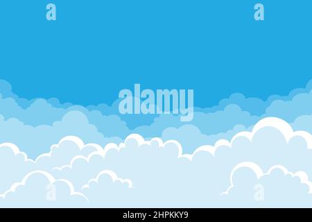 vector illustration of blue sky with white clouds background Stock Vector