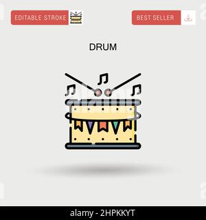 Drum Simple vector icon. Stock Vector