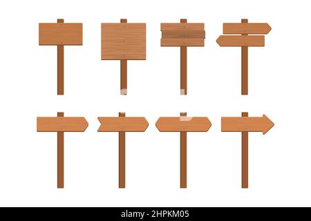 wooden sign board and notice board vector illustration set Stock Vector