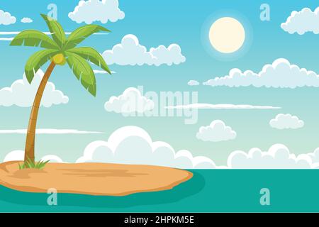 tropical beach island scenery background vector illustration Stock Vector