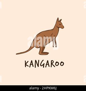 cartoon kangaroo logo hand drawn design Stock Vector