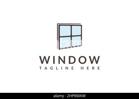 window logo design, glass window symbol design isolated on white background Stock Vector