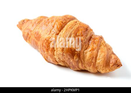 Butter Croissant isolated on white background, Homemade bakery concept Stock Photo