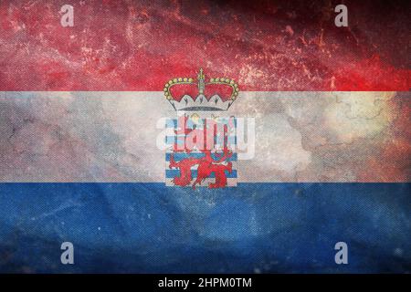 Top view of retro flag Unofficial province of Luxembourg, Belgium with grunge texture. Belgian travel and patriot concept. no flagpole. Plane layout, Stock Photo