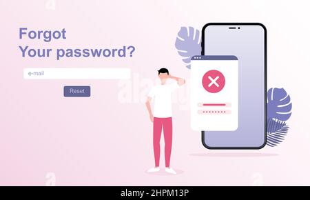 Reset password. Vector illustration for Web banner. Stock Vector