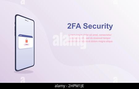 2fa authentication. Vector design template with copy space. Stock Vector