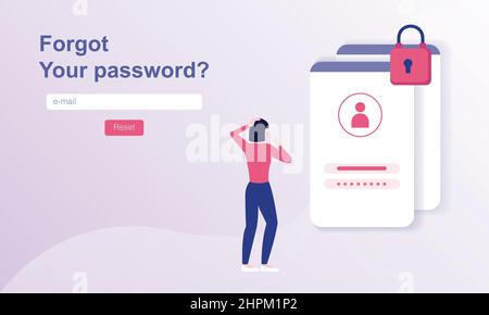 Forget password. Vector illustration for Web banner. Stock Vector