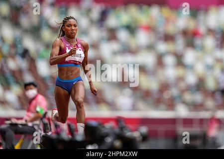 Tara Davis participating in the Tokyo 2020 Olympic Games in the long