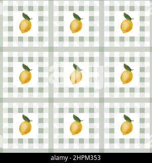 Watercolor seamless pattern with lemon branches and lime branch with ...