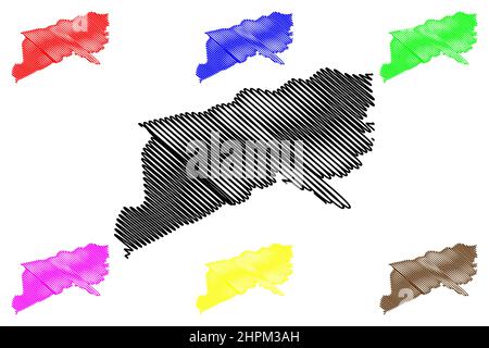 Yadgir district (Karnataka State, Republic of India, Gulbarga Division) map vector illustration, scribble sketch Yadagiri map Stock Vector