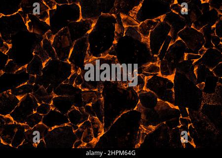 Close up top view of burning coals for texture background Stock Photo