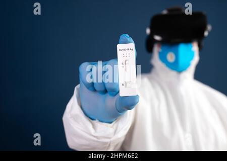 VR medicine. Doctor using virtual reality headset for medical purposes. Stock Photo