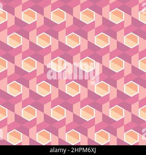 Elegant fashionable vector seamless geometric pattern design of honeycomb structure. Ornamental repeating texture background of hexagonal shapes Stock Vector