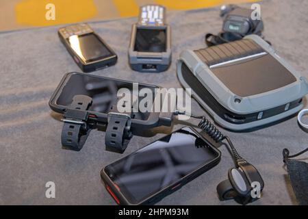 Ring Barcode Scanner Handheld Portable Computer Reader Smartphone Printer Electronic Stock Photo