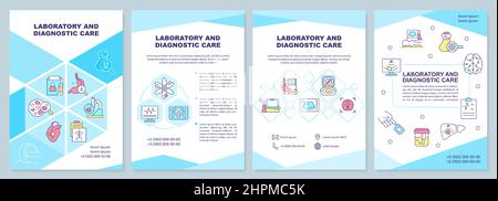 Laboratory and diagnostic care blue brochure template Stock Vector