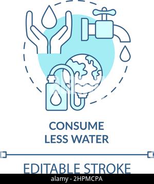 Consume less water turquoise concept icon Stock Vector