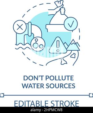 Dont pollute water sources turquoise concept icon Stock Vector