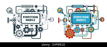 Device from various mechanical parts with frame for text Stock Vector