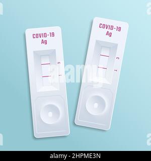 Covid-19 Antigen Fast Self Tests Realistic 3d Vector Illustration. Medical Corona Virus Swab Rapid Home Diagnostic Devices Design Isolated Stock Vector