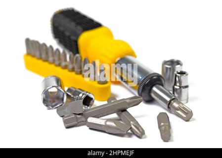 Various screwdriver bits and sockets Stock Photo