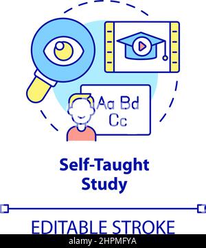 Self taught study concept icon Stock Vector