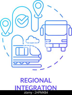 Regional integration blue gradient concept icon Stock Vector