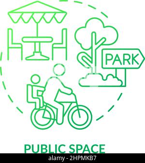 Public space green gradient concept icon Stock Vector