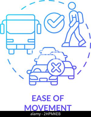 Ease of movement blue gradient concept icon Stock Vector