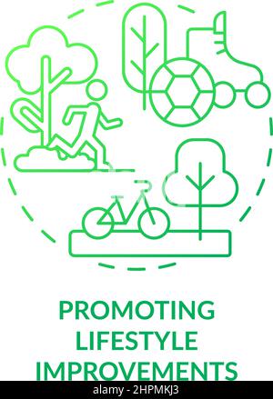 Promoting lifestyle improvements green gradient concept icon Stock Vector