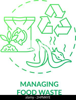 Managing food waste green gradient concept icon Stock Vector