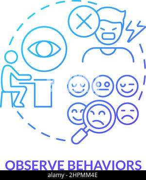 Observe behaviors blue gradient concept icon Stock Vector
