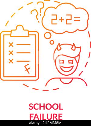 School failure red gradient concept icon Stock Vector