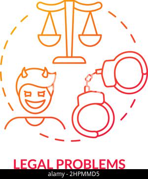 Legal problems red gradient concept icon Stock Vector