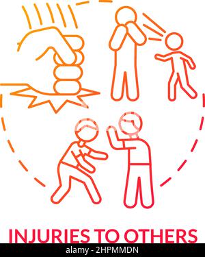 Injuries to others red gradient concept icon Stock Vector