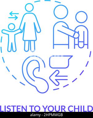 Listen to your child blue gradient concept icon Stock Vector