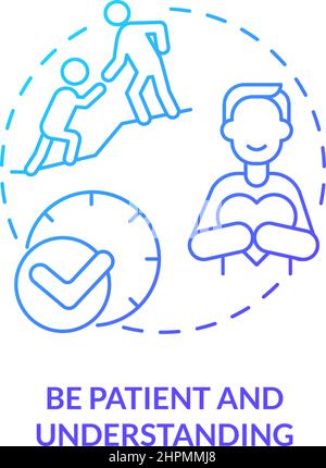 Be patient and understanding blue gradient concept icon Stock Vector