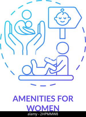Amenities for women blue gradient concept icon Stock Vector