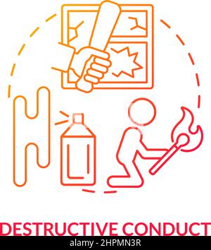 Destructive conduct red gradient concept icon Stock Vector