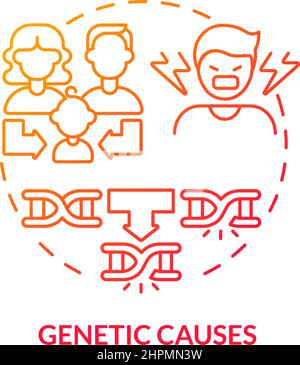 Genetic causes red gradient concept icon Stock Vector