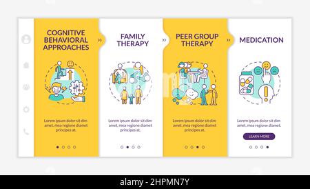 Conduct disorder treatment yellow onboarding template Stock Vector