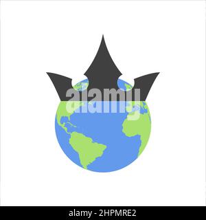 King Planet Vector Logo Design. Globe King Logo Icon Design Stock Vector
