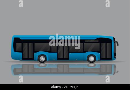 Modern blue urban low-floor bus. Urban transport. Stock Vector